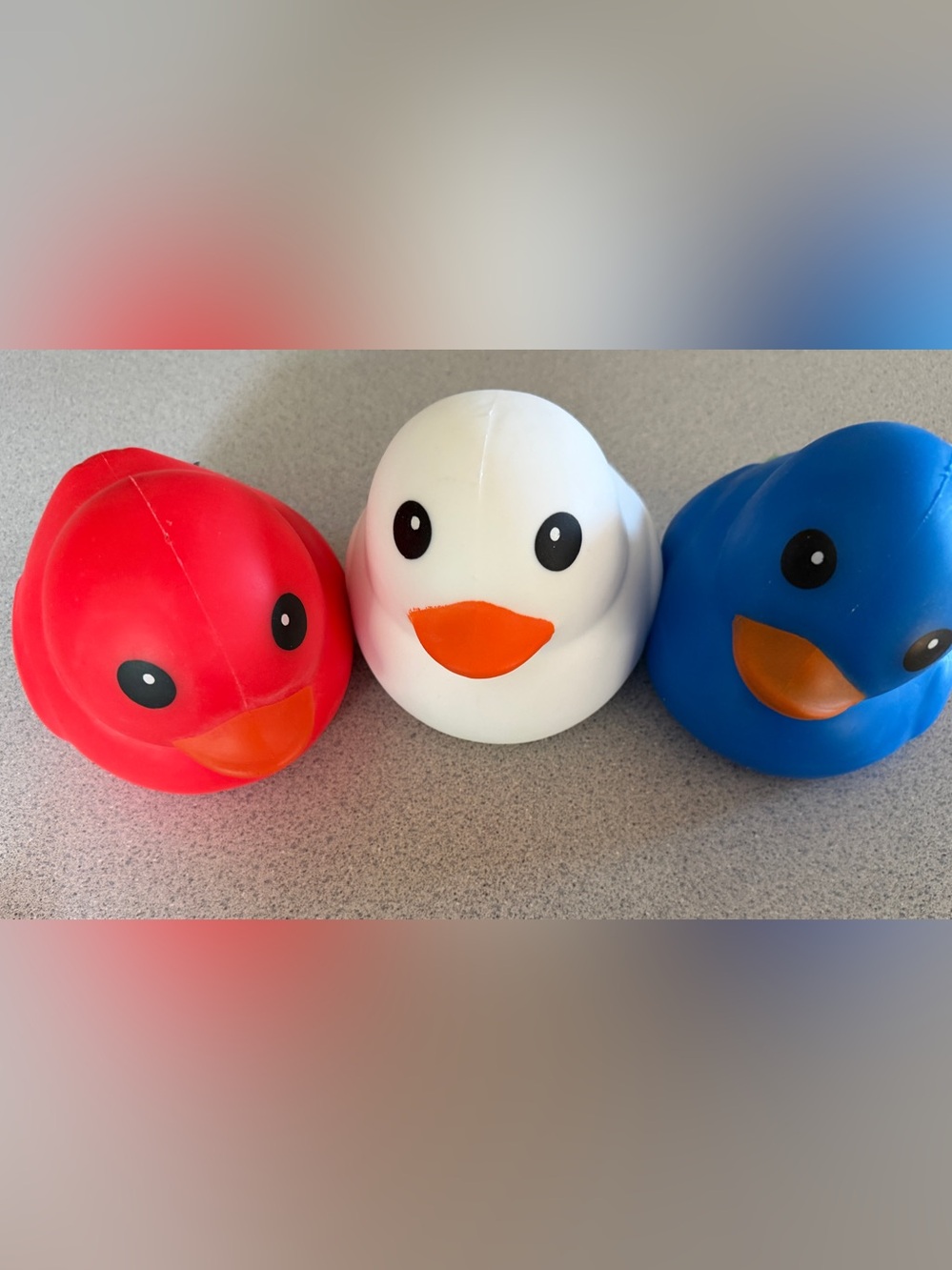 3 New Jumbo Squishy Duck Red White & Blue 3+ USA Patriotic Squeeze Toy Fidget